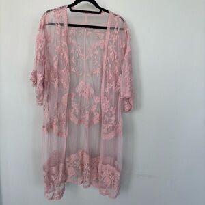 Anna-Kaci Pink Lace Kimono Size M